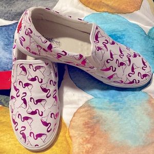 Bucketfeet Flamingo slip-on shoe, sneaker. New with tag. Size 8.
